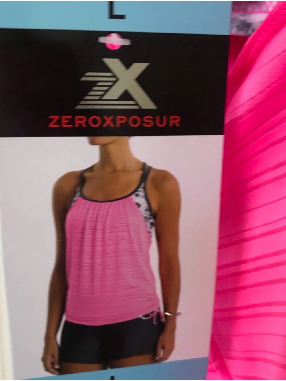 ZeroXposur Hot Pink Swim Top and Bottoms (2) pcs with Black Branding. No Tags!